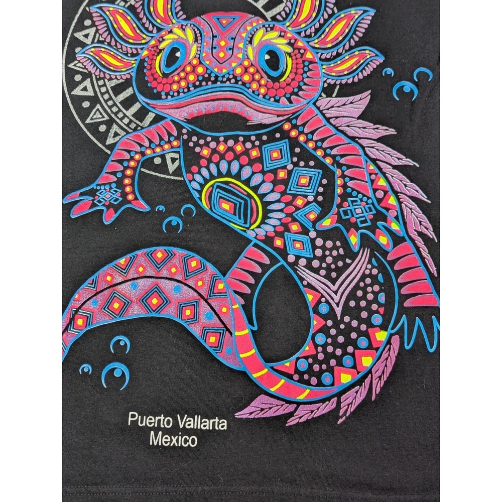 Arte Mexicano RL Unisex Puerto Vallarta Mexico Axolotl Graphic Shirt Small Black - Picture 2 of 9